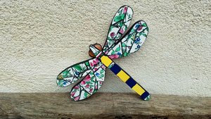 Flowery Blue & yellow Dragonfly 