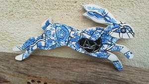 Mini Blue Flowery Hare (SOLD)