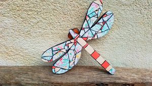 Peach Flowers Dragonfly 
