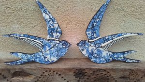 Blue & White Summer Swallow (left facing) (SOLD)