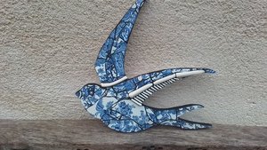 Blue & White Summer Swallow (left facing) (SOLD)
