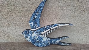 Blue & White Summer Swallow (left facing) (SOLD)