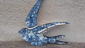 Blue & White Summer Swallow (left facing) (SOLD)
