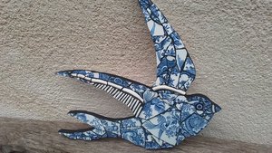 Blue & White Summer Swallow (right facing) (SOLD)