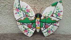 Green & Pink Roses Butterfly (SOLD) 