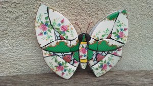 Green & Pink Roses Butterfly (SOLD) 