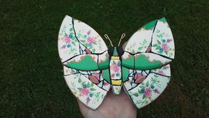 Green & Pink Roses Butterfly (SOLD) 