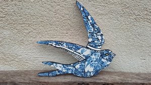 Blue & White Summer Swallow (right facing) (SOLD)