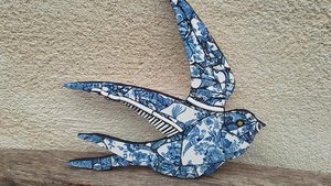 Blue & White Summer Swallow (right facing) (SOLD)