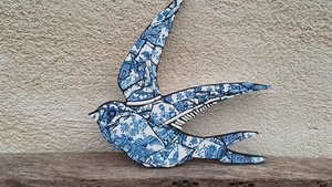 Blue & White Summer Swallow (left facing) (SOLD)