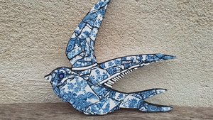 Blue & White Summer Swallow (left facing) (SOLD)