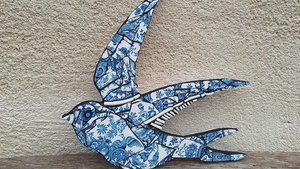 Blue & White Summer Swallow (left facing) (SOLD)