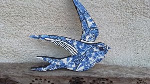 Blue & White Summer Swallow (right facing)