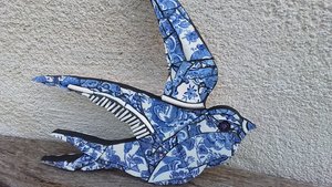 Blue & White Summer Swallow (right facing)