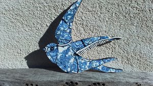 Blue & White Summer Swallow (left facing) (SOLD)