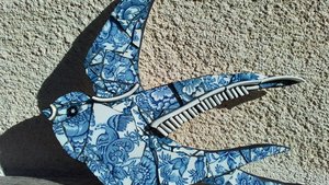 Blue & White Summer Swallow (left facing) (SOLD)