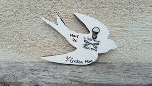 Mini (baby) Blue & White Swallow (left facing) (SOLD)