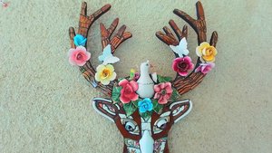 Spring Stag Deer Head (with Dove & Butterfly friends)