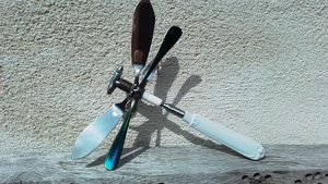 Hanging Wall Rainbow Dragonfly (on hook, unique ceramic tail)