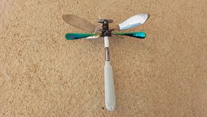 Hanging Wall Rainbow Dragonfly (on hook, unique ceramic tail)