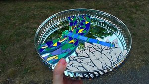 Dragonfly & Lotus Flower Mirror Tray