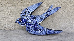 Mini (baby) Blue & White Swallow (left facing)