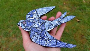 Mini (baby) Blue & White Swallow (left facing)