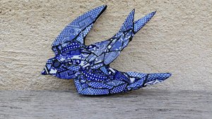 Mini (baby) Blue & White Swallow (left facing)
