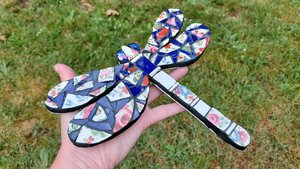 Blue & Red Flowers Dragonfly 