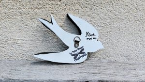 Mini (baby) Blue & White Swallow (left facing) (SOLD)