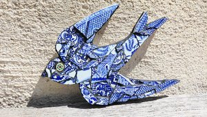 Mini (baby) Blue & White Swallow (left facing)