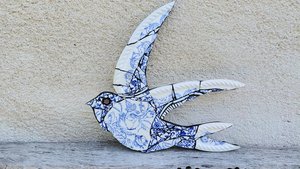 Large Summer Swallow (rose motif) (left facing) 