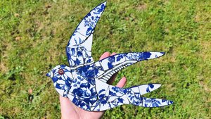 Large Summer Swallow (navy rose motif) (left facing) 