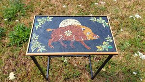 Set of 4 Wildlife Nesting Tables (Mountain Hare, Wildboar, Fox & Hedgehog tables) (SOLD)