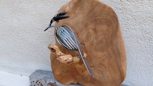 Kingfisher on a wooden perch (wall hanging)