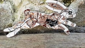Mini Flowery Country Scene Brown Hare (SOLD)