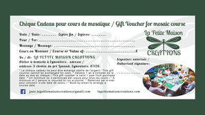 Gift Voucher (mosaic course) / Chèque Cadeau (cours de mosaïque) 