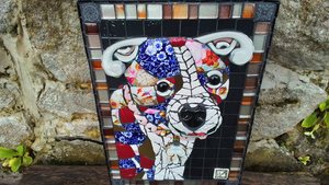 Staffy Puppy 3D Portrait (ceramic, pique-assiette)