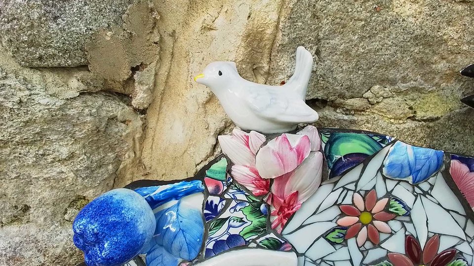 Large Summer Blossom Hare (with bird friend) (SOLD)