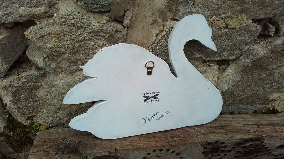 Large Blue Floral Swan