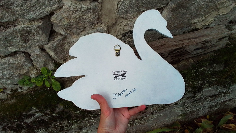 Large Blue Floral Swan