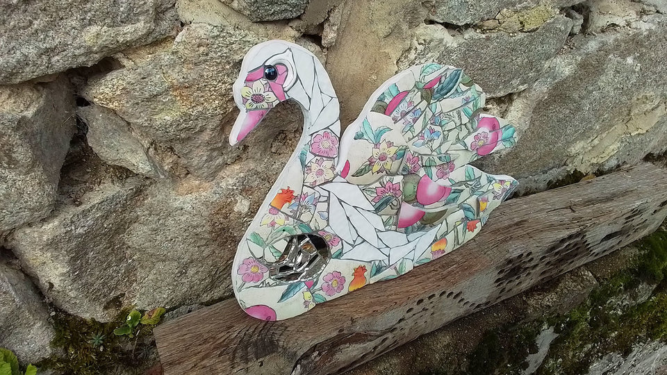 Large Pink Fruits Swan (SOLD)