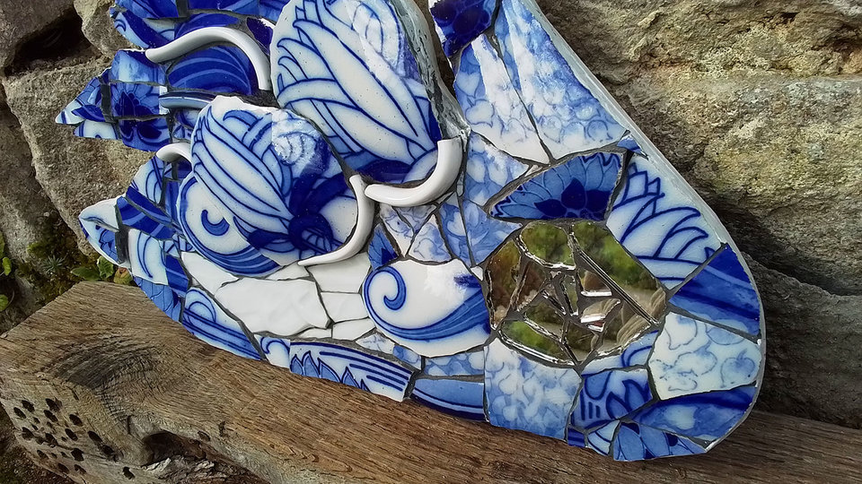 Large Blue Swirls Swan