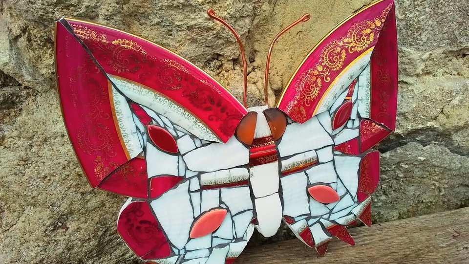 Cranberry Pink & Gold Butterfly