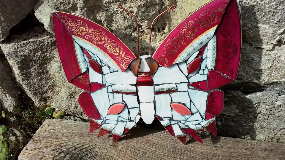 Cranberry Pink & Gold Butterfly
