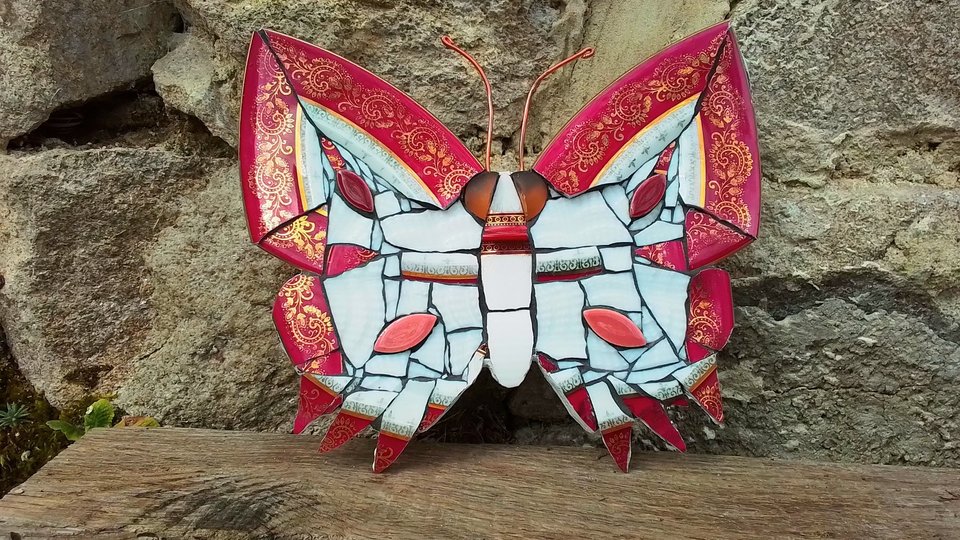 Cranberry Pink & Gold Butterfly