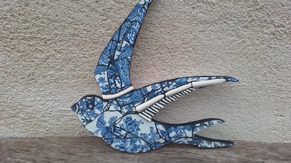 Blue & White Summer Swallow (left facing) (SOLD)