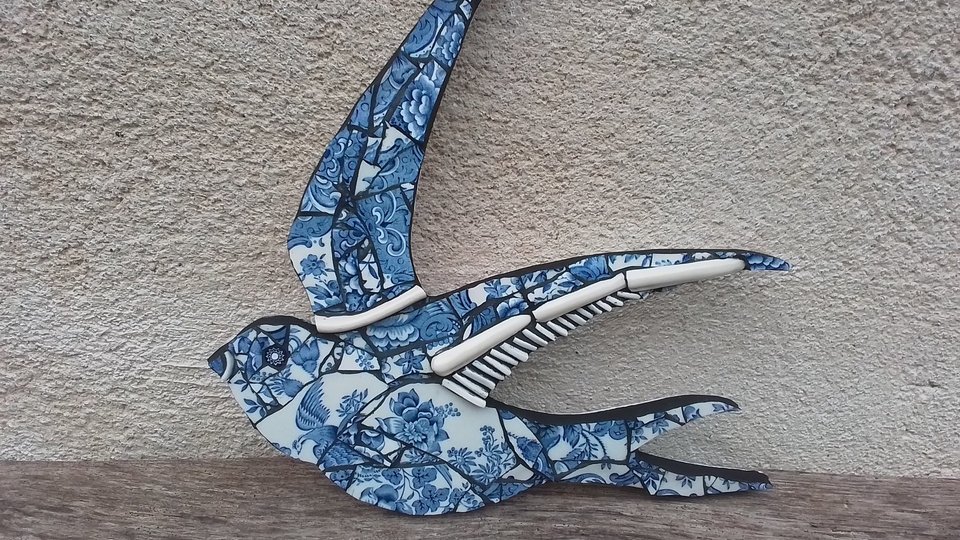 Blue & White Summer Swallow (left facing) (SOLD)