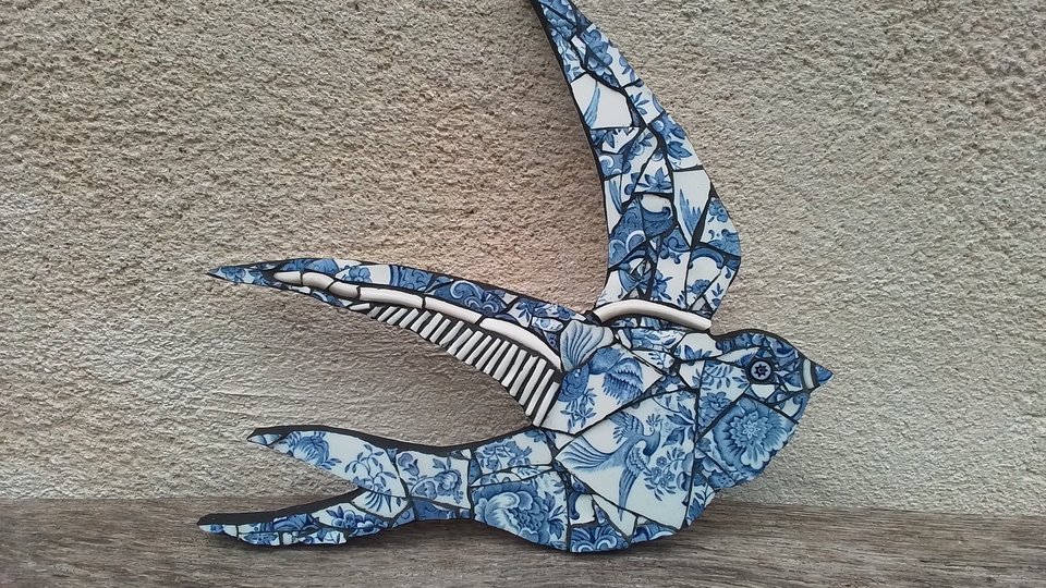 Blue & White Summer Swallow (right facing) (SOLD)
