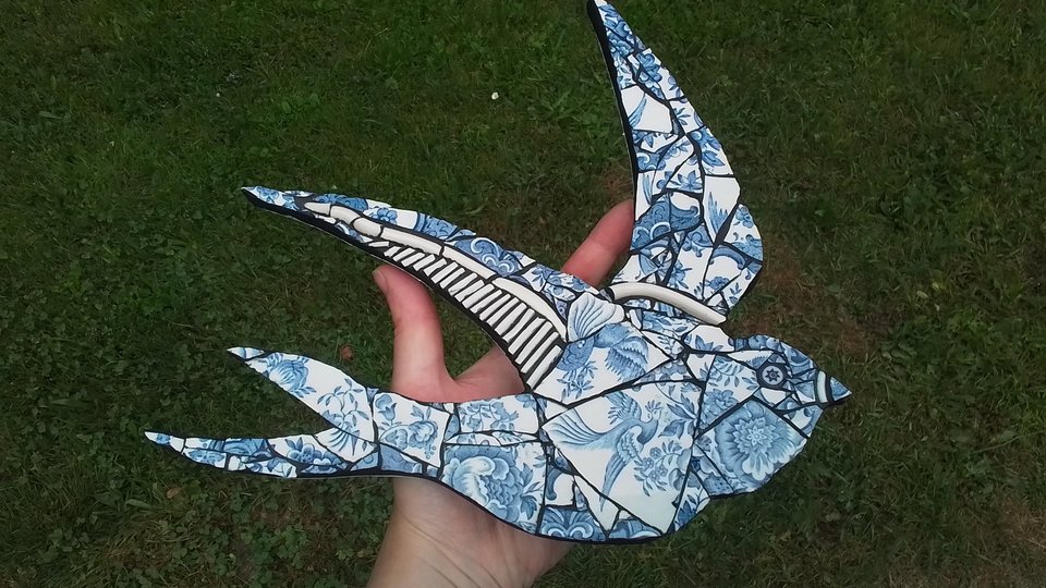 Blue & White Summer Swallow (right facing) (SOLD)